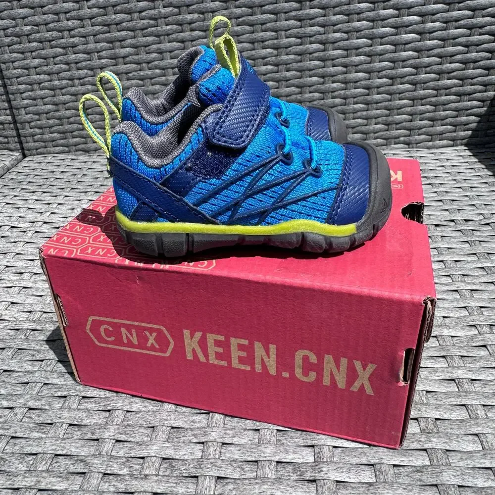 Keen Chandler CNX Hiking Shoes Mesh Bungee‎ Lace Blue Green Kids Toddler Size 4